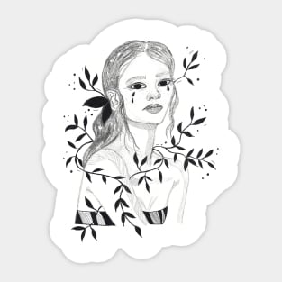 Crying floral girl Sticker